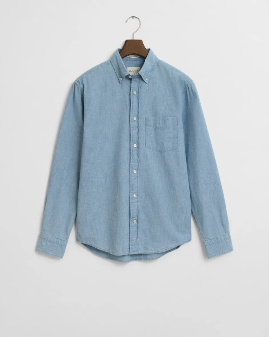 miesten kauluspaita, REG INDIGO CHAMBRAY SHIRT>Gant Discount