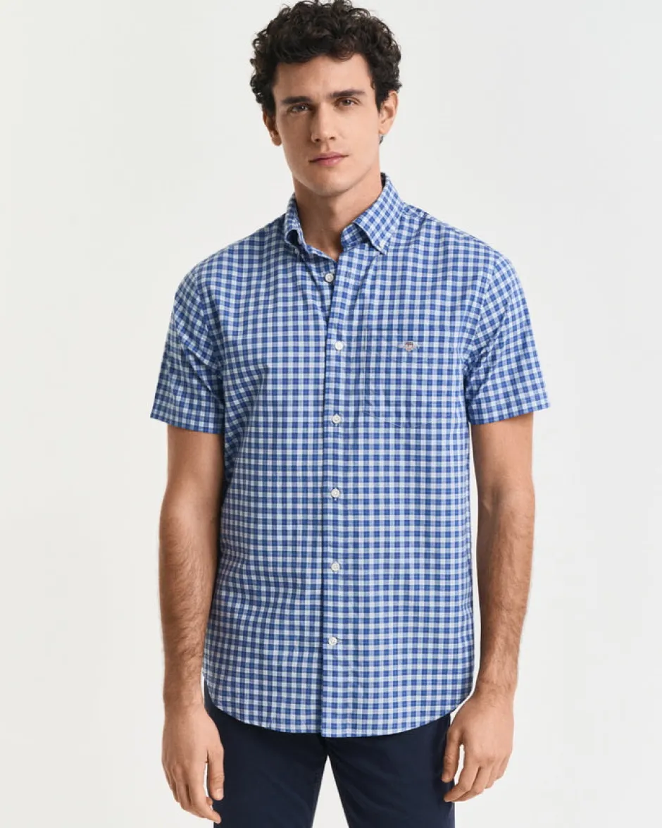 miesten lyhythihainen kauluspaita, REG CLASSIC POPLIN SS SHIRT>Gant