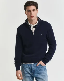 miesten neule, COTTON PIQUE HALF ZIP>Gant Outlet