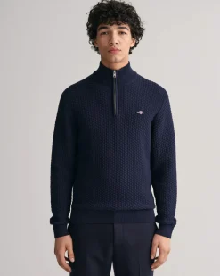 miesten neule, COTTON TEXTURE HALF ZIP>Gant Best