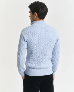 miesten neule, COTTON CABLE HALF ZIP>Gant