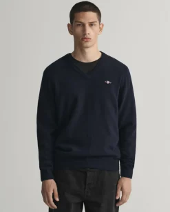 miesten neule, SUPERFINE LAMBSWOOL V-NECK>Gant Best