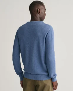 Miesten Neulepusero, COTTON PIQUE C-NECK Indigo>Gant Clearance