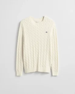 miesten neulepusero Cotton Cable Cricket V-Neck,><noscript><img width=