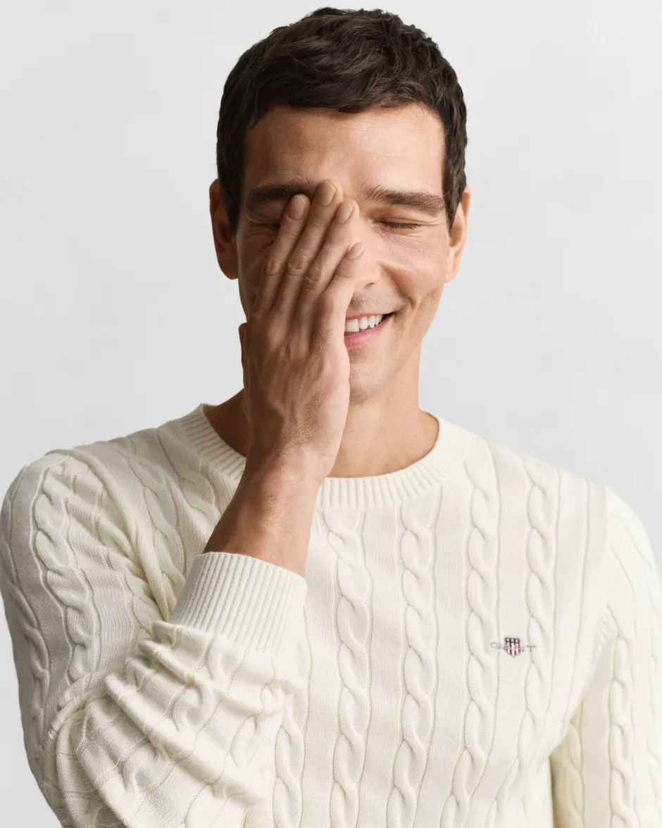 miesten neulepusero Cotton Cable Cricket V-Neck,>Gant Sale