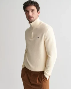 Miesten Neulepusero, COTTON MICRO TEXTURED HALF ZIP>Gant Hot