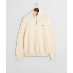 Miesten Neulepusero, COTTON MICRO TEXTURED HALF ZIP>Gant Hot
