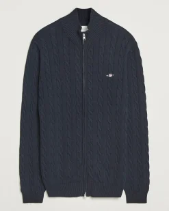miesten neuletakki, COTTON CABLE ZIPPED CARDIGAN>Gant Discount