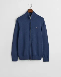miesten neuletakki Casual Cotton Zip Cardigan, sininen indigo>Gant Hot