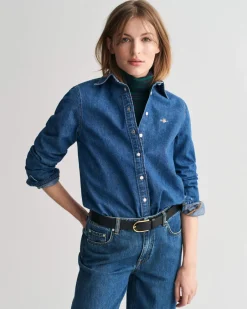 Naisten Farkkupaita, REG DENIM SHIRT Indigo>Gant