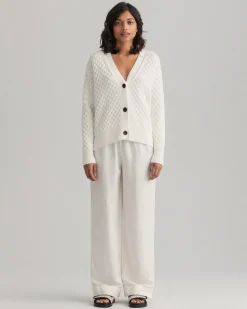 Naisten Housut LINEN VISCOSE PULL-ON PANTS>Gant