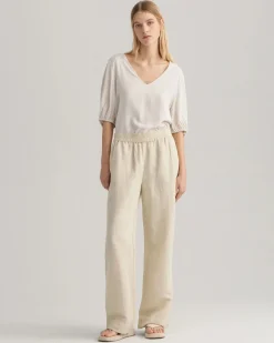 Naisten Housut LINEN VISCOSE PULL-ON PANTS>Gant