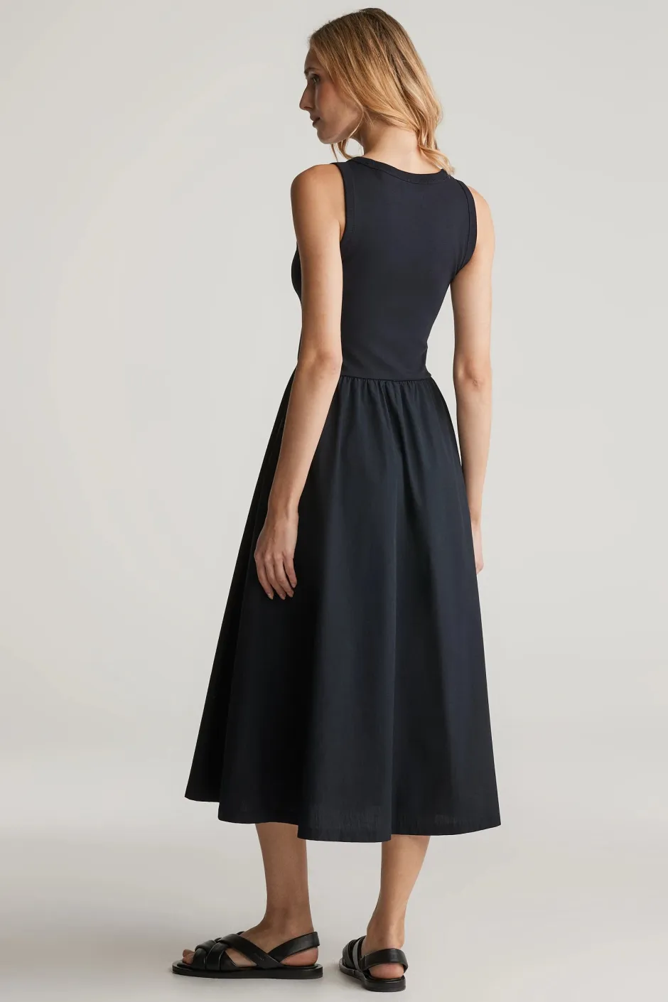 naisten mekko, MIDI JERSEY WOVEN COMBO DRESS>Gant Outlet