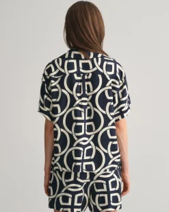 naisten paita, REL MONOGRAM PRINT SS POPOVER>Gant Best