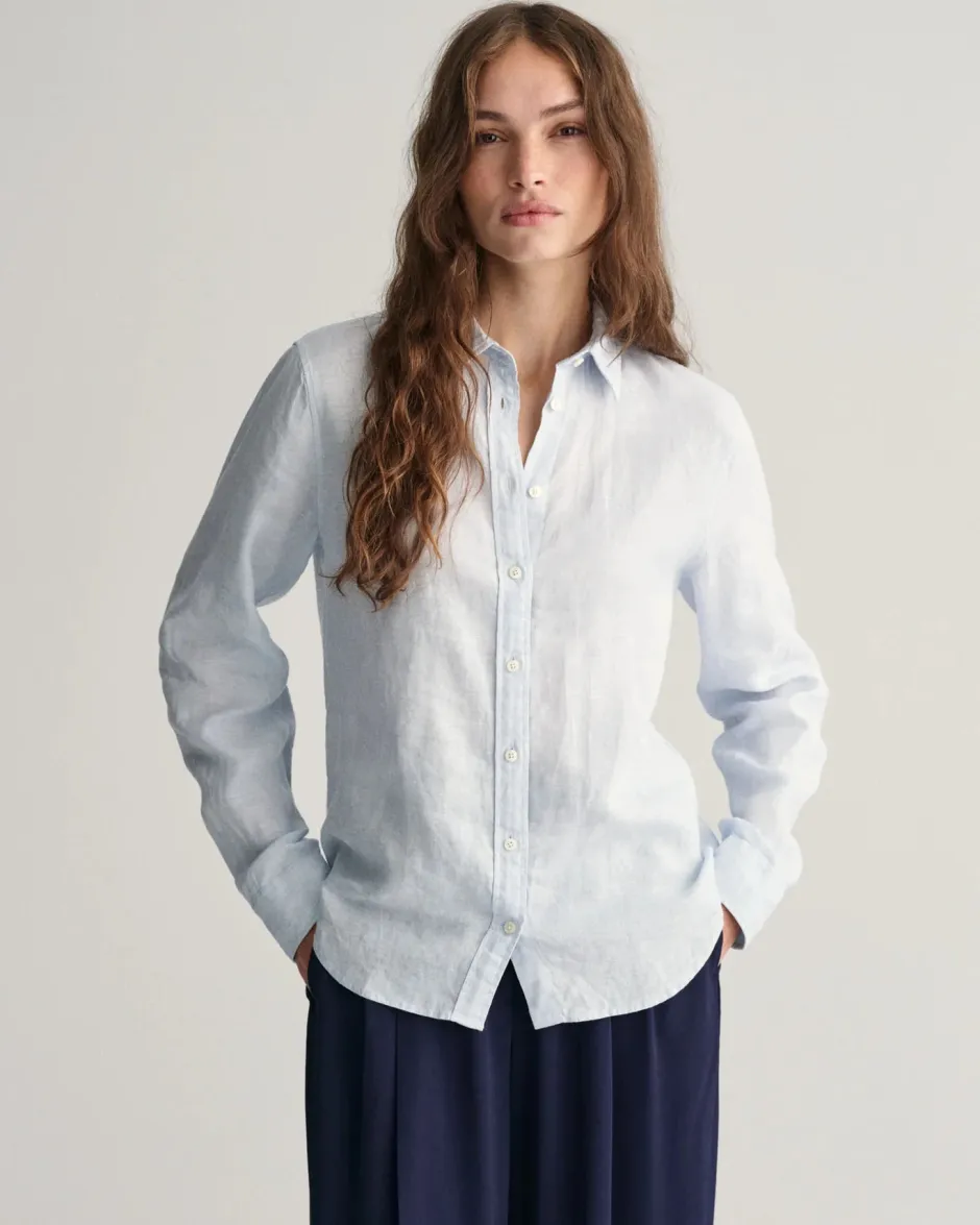 naisten paitapusero, REG LINEN CHAMBRAY SHIRT>Gant Online