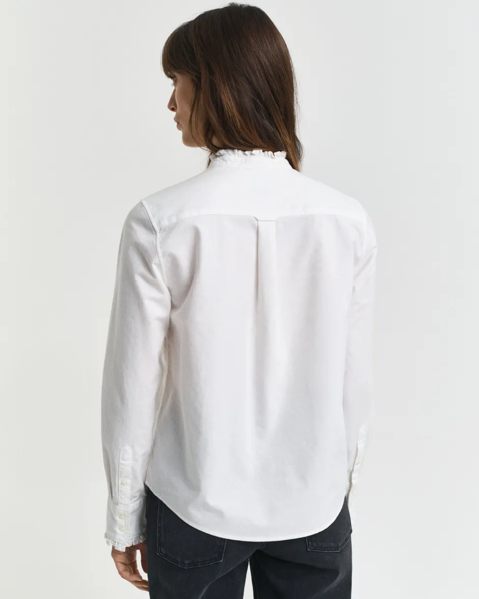 naisten paitapusero, REG CLASSIC OXFORD FRILL BLOUSE>Gant Discount