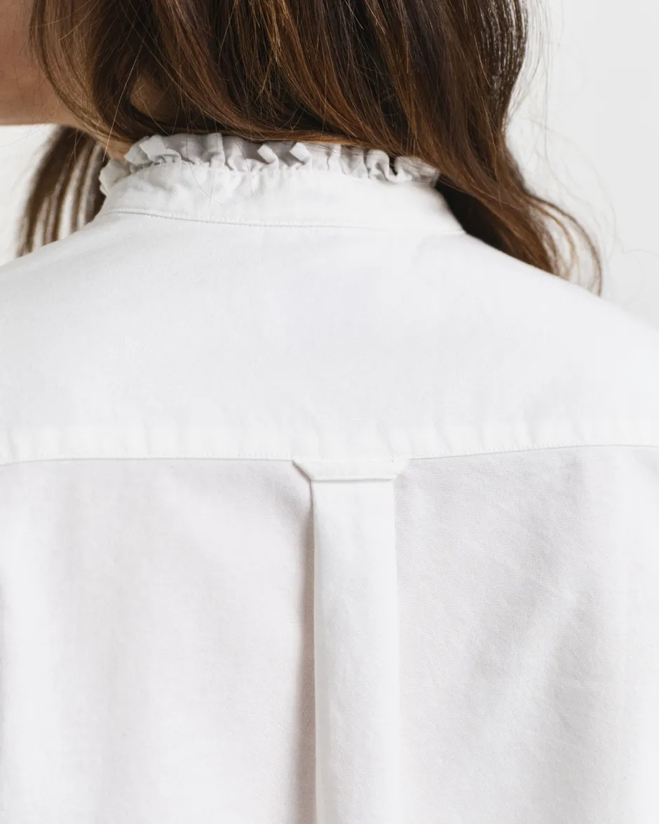 naisten paitapusero, REG CLASSIC OXFORD FRILL BLOUSE>Gant Discount