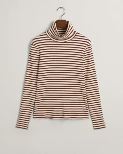 Naisten PooloPaita, SLIM STRIPED RIBBED TURTLENECK><noscript><img width=