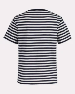 naisten t-paita, REG STRIPED SHIELD V-NECK T-SHIRT><noscript><img width=