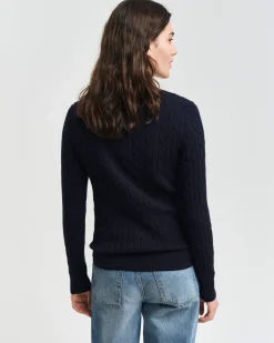 neule, STRETCH COTTON CABLE V-NECK>Gant Best