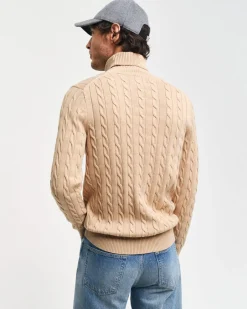 neule, COTTON CABLE TURTLE NECK>Gant