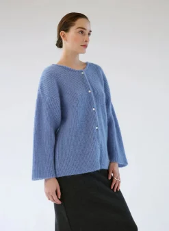 Helsinki Naisten Neule, MOHAIR CARDIGAN AZURE>Gauhar Online