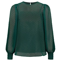 Helsinki pusero, TULLE SLEEVE SHIRT BOTTLE GREEN>Gauhar Discount