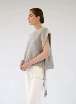Naisten Neuleliivi, Merino Vest O-Neck Cloud>Gauhar New