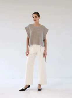 Naisten Neuleliivi, Merino Vest O-Neck Cloud>Gauhar New