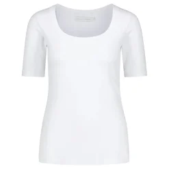 naisten paita, SQUARE NECKLINE T-SHIRT WHITE>Gauhar Outlet