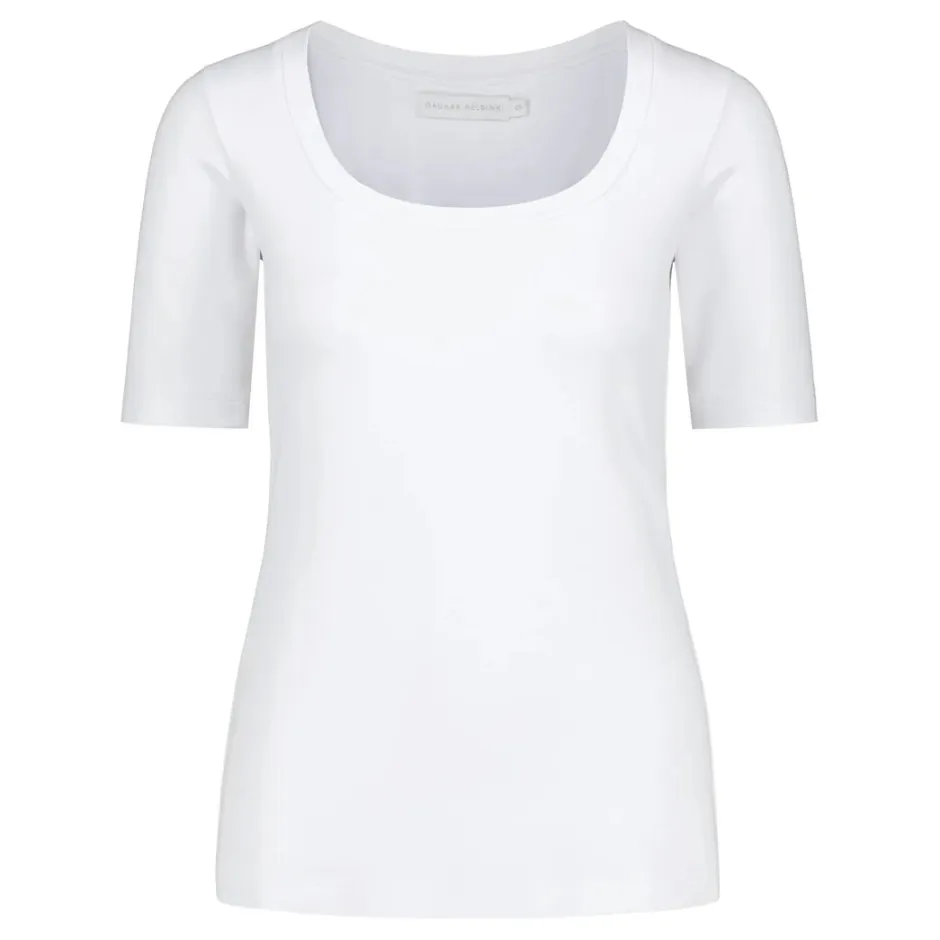 naisten paita, SQUARE NECKLINE T-SHIRT WHITE>Gauhar Outlet