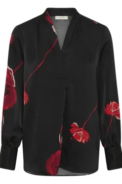 naisten paitapusero DAWNIW V-NECK Black, Poppy Rose>Inwear Clearance