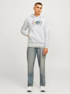 miesten huppari, JORPORTLAND BLOCK SWEAT HOOD LN Vaaleanharmaa>Jack and Jones New