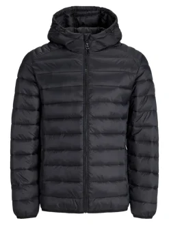 miesten takki JJEBRADLEY LIGHT PUFFER HOOD NOOS, musta>Jack and Jones