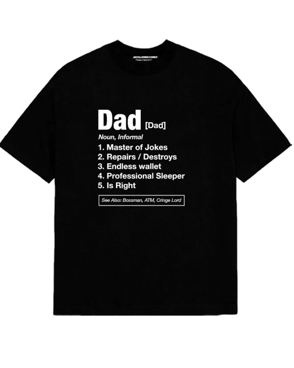 miesten t-paita Dad Tee SS Crew Neck, musta>Jack and Jones Outlet