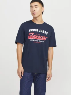 miesten t-paita, JJELOGO TEE SS O-NECK 2 COL SS25 SN>Jack and Jones Hot
