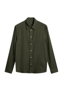 Miesten Flanellipaita, LIGHT FLANNEL SLIM SHIRT Armeijanvihreä><noscript><img width=