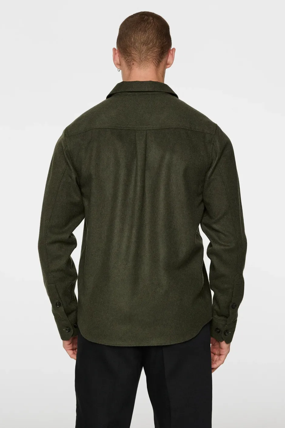 Miesten Paitatakki, FLAT WOOL OVERSHIRT Armeijanvihreä>J.Lindeberg Best