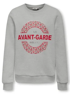 lasten college, KOGLENA LS AVANT GARDEN O-NECK Vaaleanharmaa>Kids Only