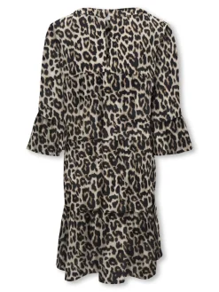 lasten mekko, KOGGLOW LIFE ALBERTE 3/4 DRESS AOP Ruskea Kuosi>Kids Only New