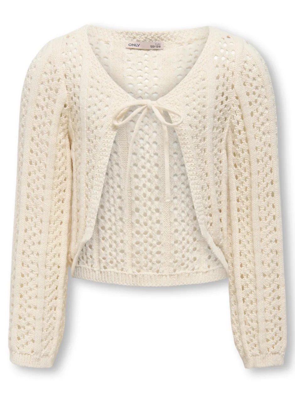 lasten neule, KOGMARINA LIFE LS CROP V-NECK TIE KNT>Kids Only New