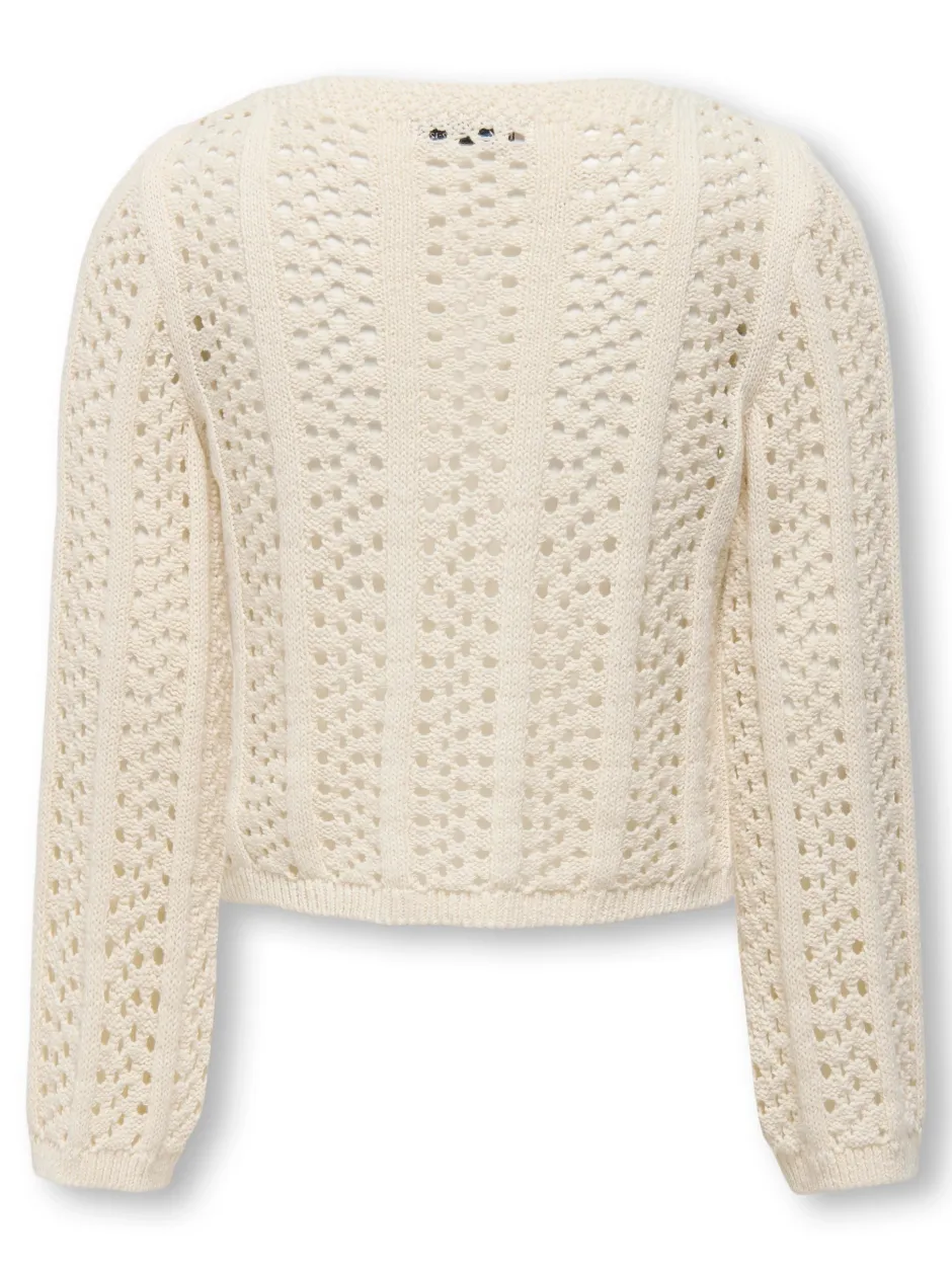 lasten neule, KOGMARINA LIFE LS CROP V-NECK TIE KNT>Kids Only New