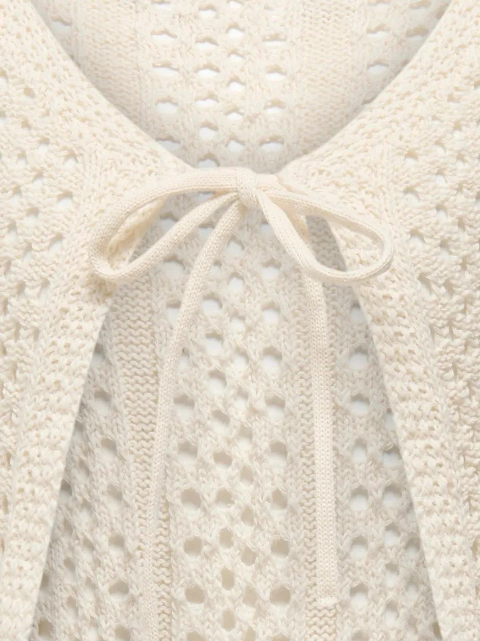 lasten neule, KOGMARINA LIFE LS CROP V-NECK TIE KNT>Kids Only New