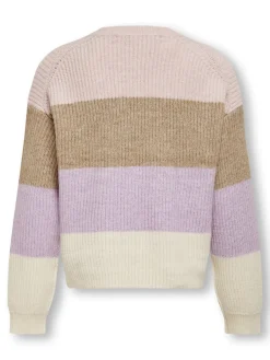 Tyttöjen Raidallinen Neulepusero KOGSANDY LS STRIPE PULLOVER, Raidallinen Vaaleanpunainen>Kids Only Online