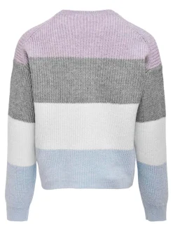 Tyttöjen Raidallinen Neulepusero, KOGSANDY LS STRIPE PULLOVER Raidallinen Liila>Kids Only Best