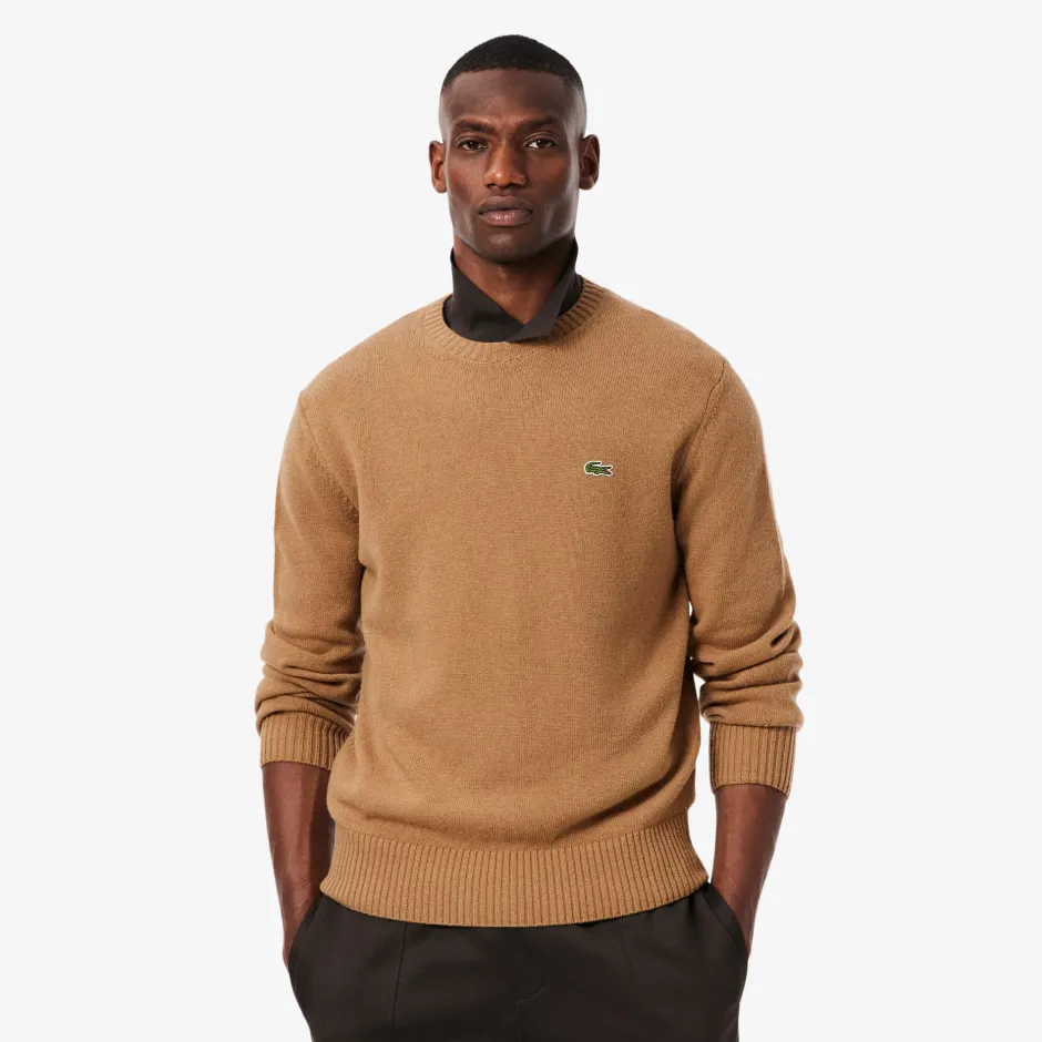 miesten neulepusero K MONOCHROME CARDED WOOL NECK SWEATER,>Lacoste Discount
