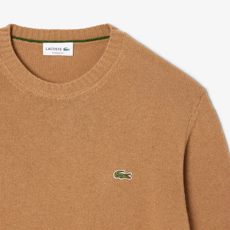 miesten neulepusero K MONOCHROME CARDED WOOL NECK SWEATER,>Lacoste Discount