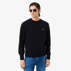 miesten neulepusero K MONOCHROME CARDED WOOL NECK SWEATER,>Lacoste Discount