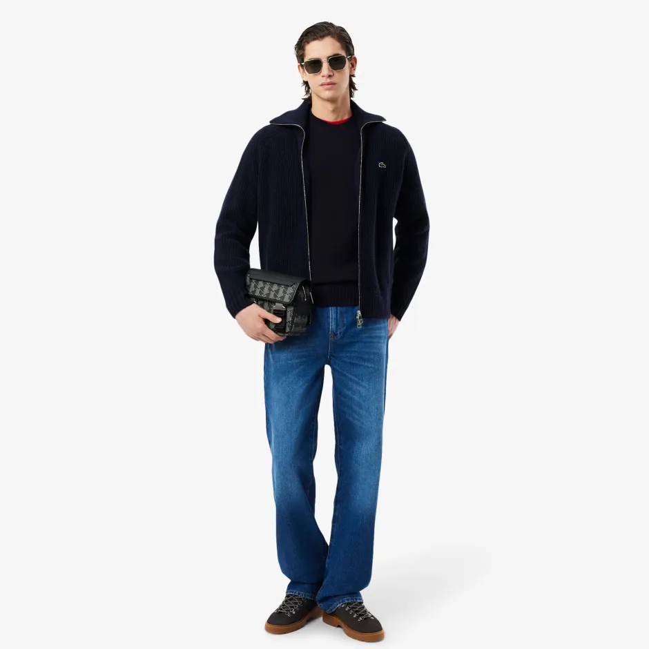 miesten neulepusero K MONOCHROME CARDED WOOL NECK SWEATER,>Lacoste Discount