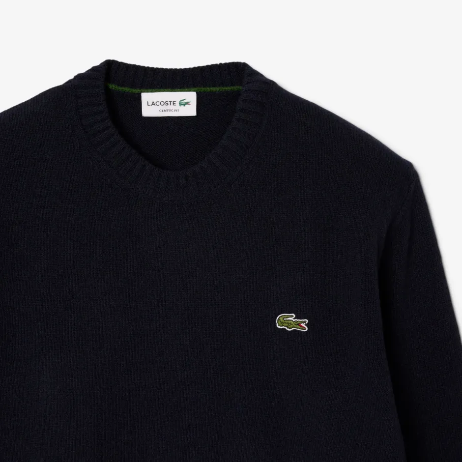 miesten neulepusero K MONOCHROME CARDED WOOL NECK SWEATER,>Lacoste Discount